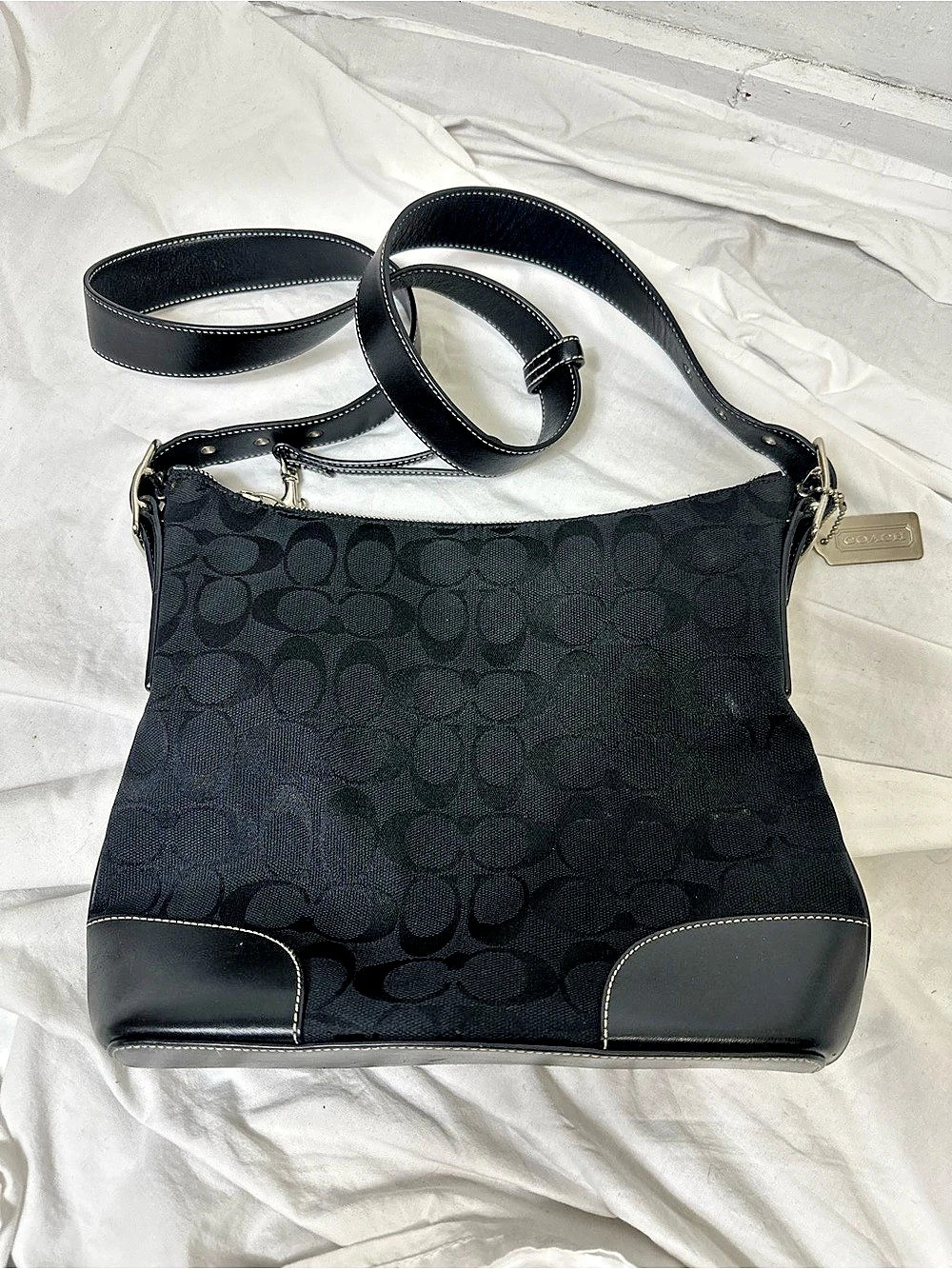 Coach Signature Soho Black Canvas Shoulder Bag 6347 Crossbody Bag